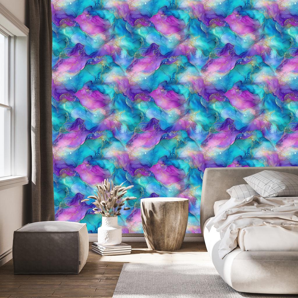Ink Wallpaper Turquoise, Violet, Blue and Azure 50x1000