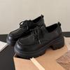Thick-Soled, Chunky-Heeled Lace-Up Leather Shoes For Women, Autumn/Winter New British-Style Japanese Jk Flats, Mary Jane Loafers