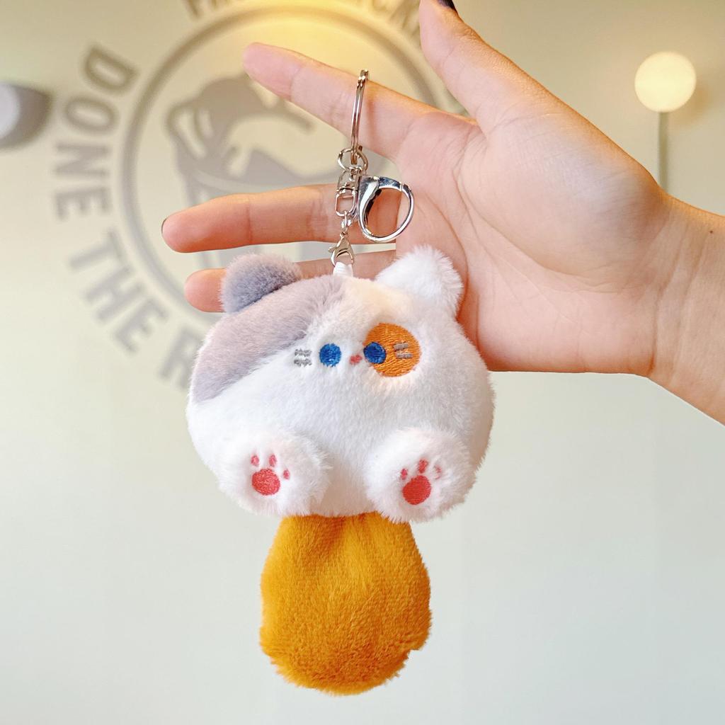 Cute Squeaky Kitten Keychain Plush Toy and Bag Charm