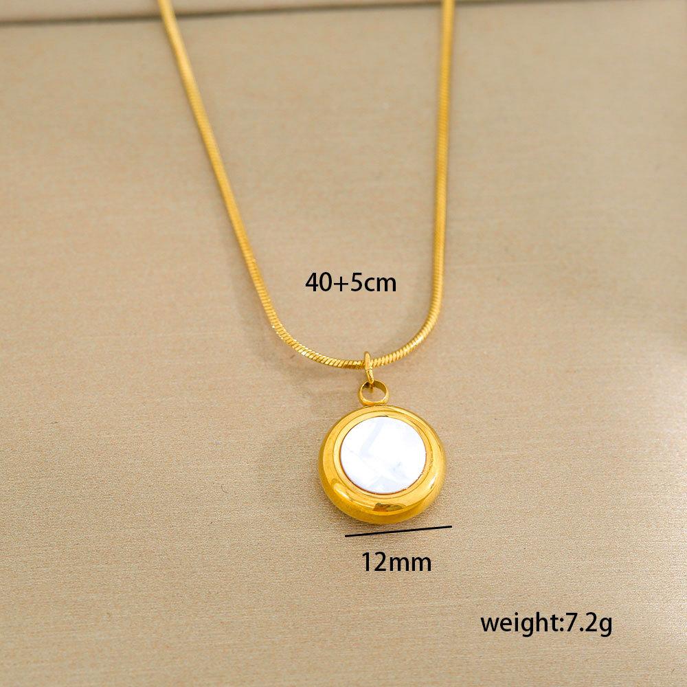 Stainless Steel Gold-Plated Pearl Necklace Fashion Elliptical Square Geometric Necklaces Temperament Collarbone Chain Jewelry
