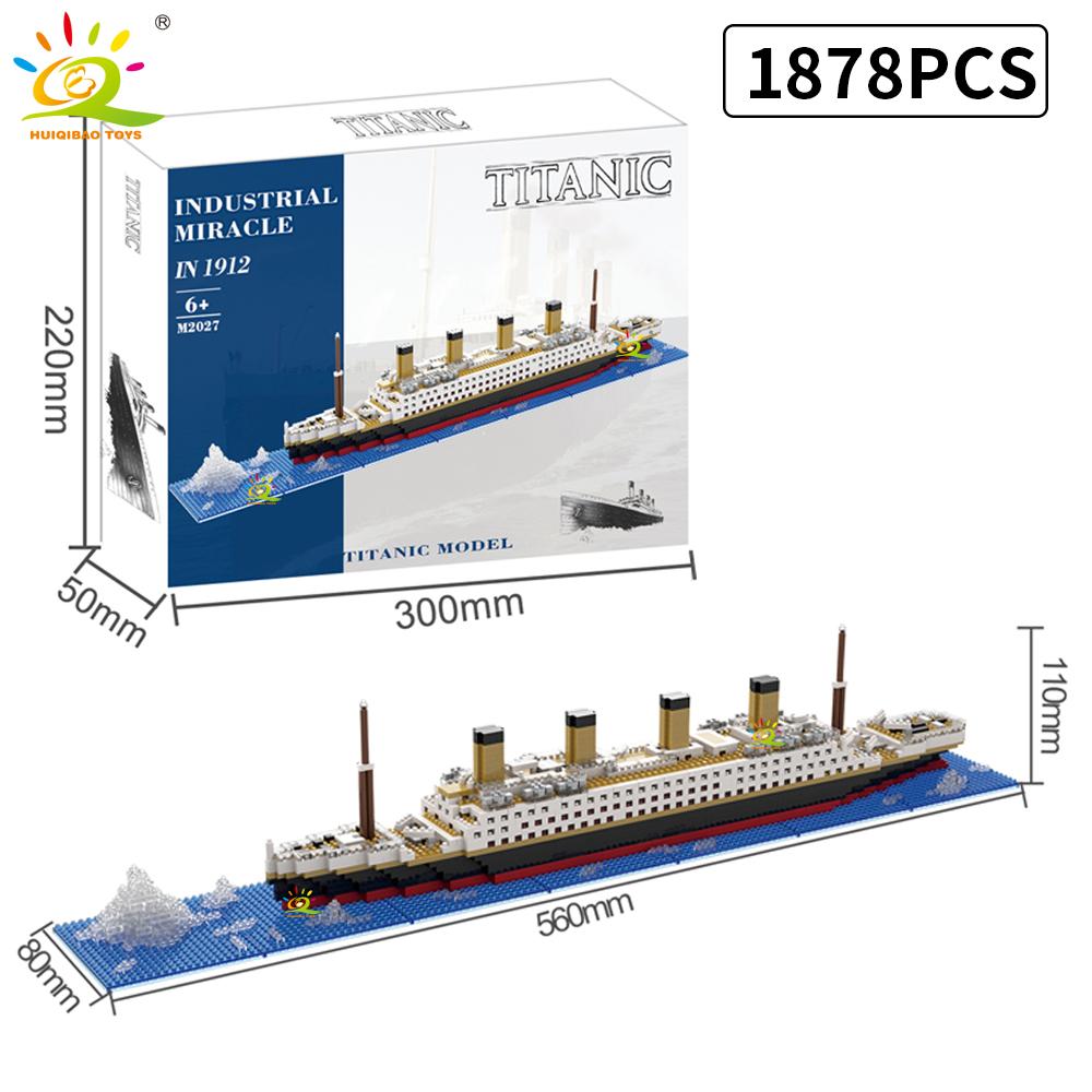 MOC Titanic Giant Ocean Iceberg Adventure Navigation Boat Small Particle Building Blocks Kid Micro Bricks Toy for Adult