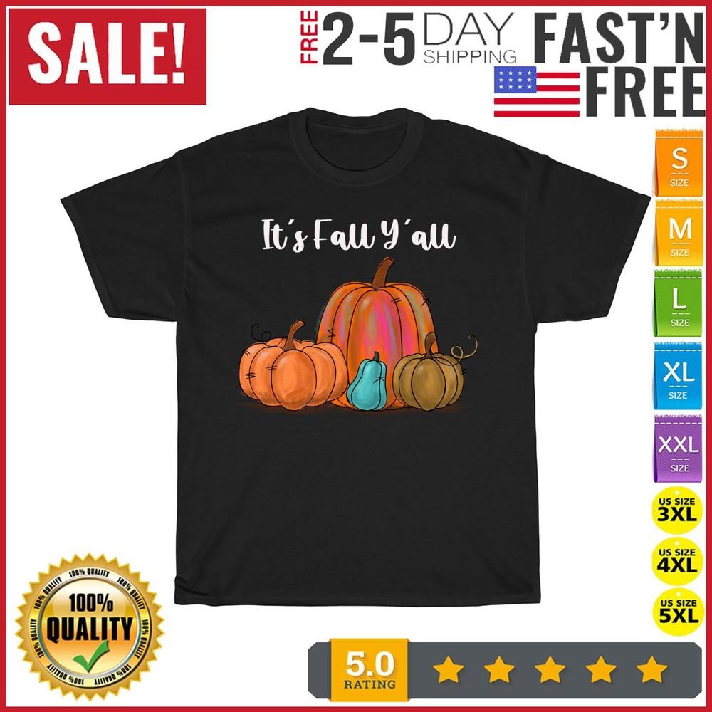 

It s Fall Y all Pumpkin Autumn Thanksgiving Vintage T Shirt Men Women Fashion XL