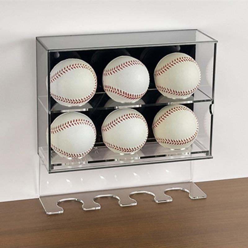 Acrylic Baseball Softball Bat Showcase Clear Protective Case Wall Mounted Ball Display Holder Dustproof Storage Box