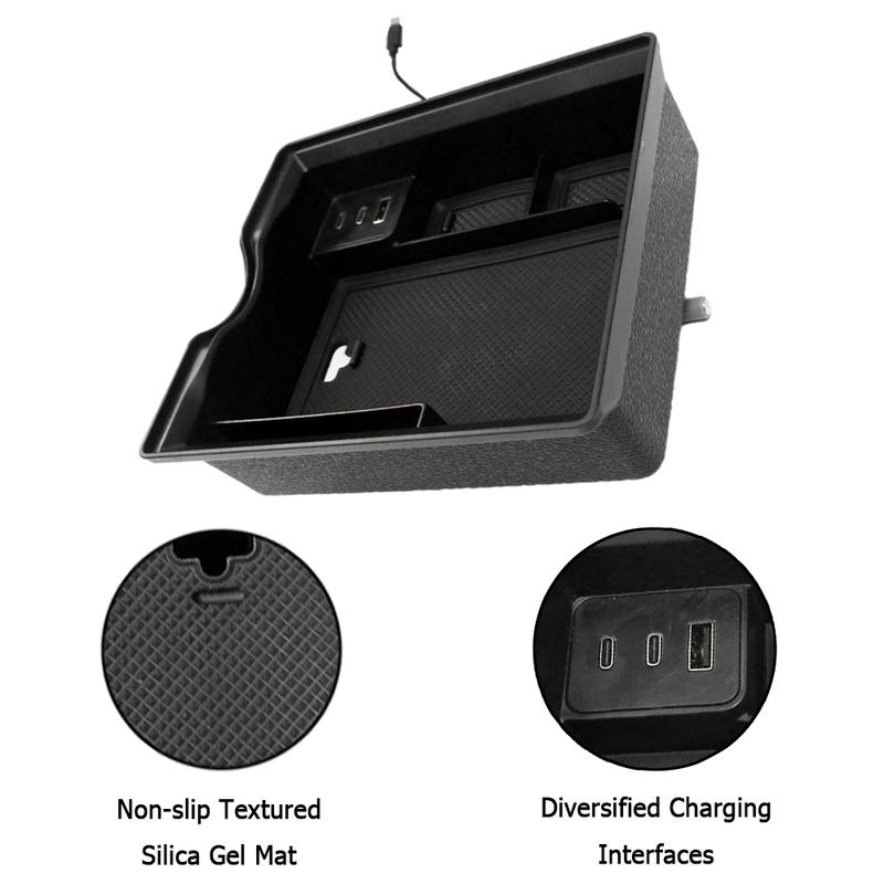 Suitable for Tesla Model 3 - Central Control Storage Box with Extender Charger suitable for Tesla Model Y -