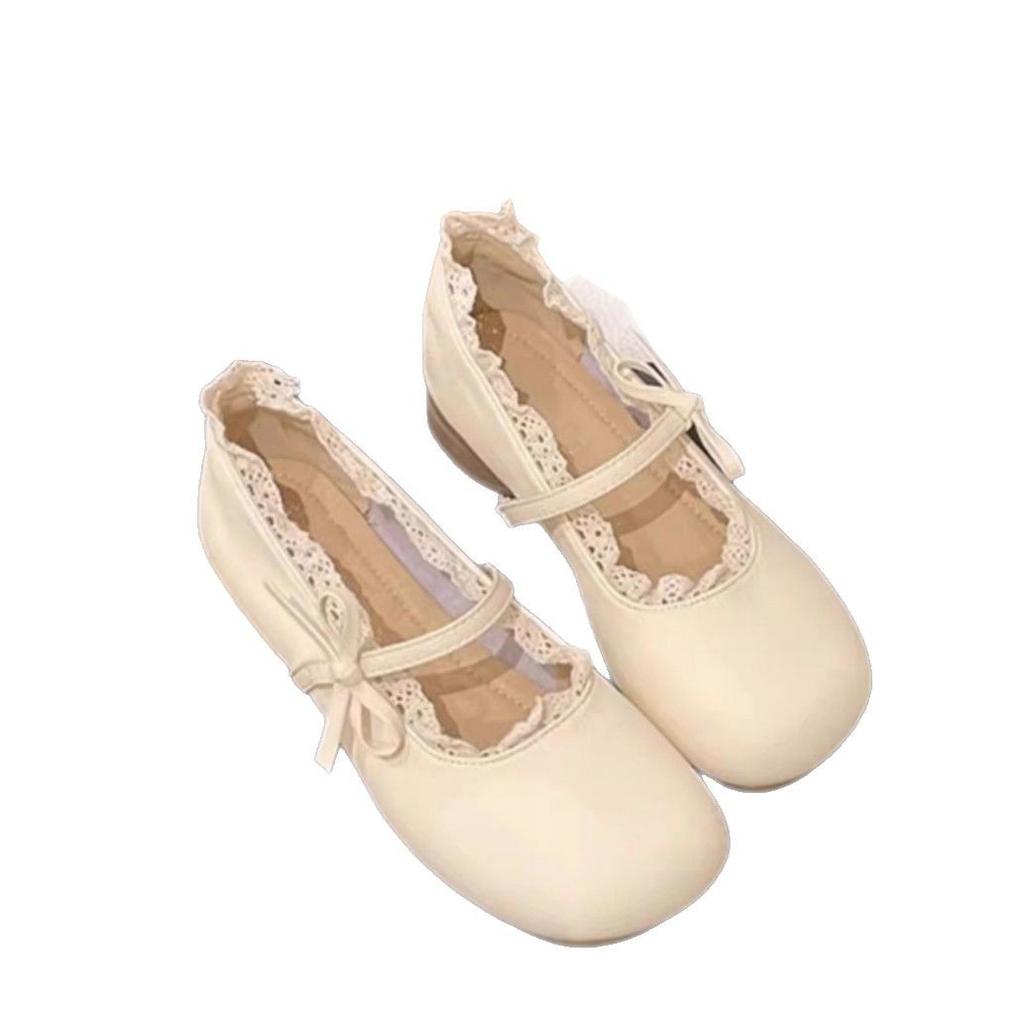 2025 spring French gentle wind bow Mary Jane shoes women's new fashion versatile single shoes round head small leather shoes