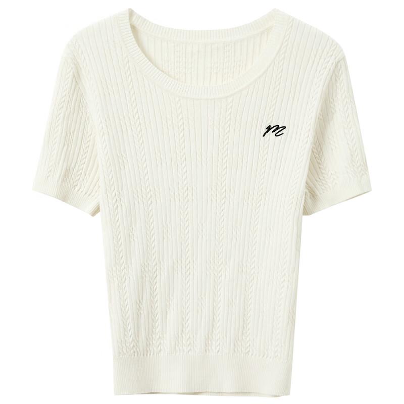 Sancai 2025 Autumn Simple Embroidered Knit Pullover