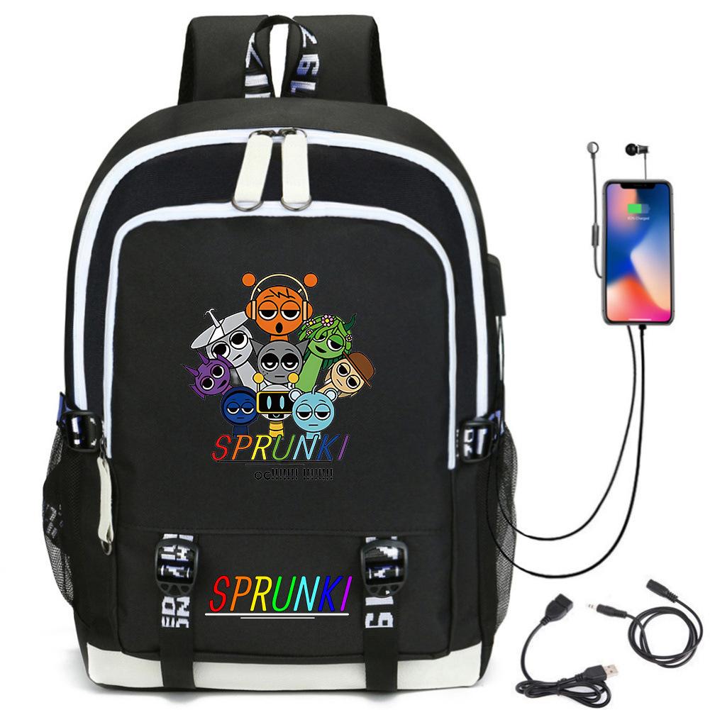 Rhythm Box Backpack Sprunki Student Schoolbag Backpack Computer Bag Usb Backpack Backpack