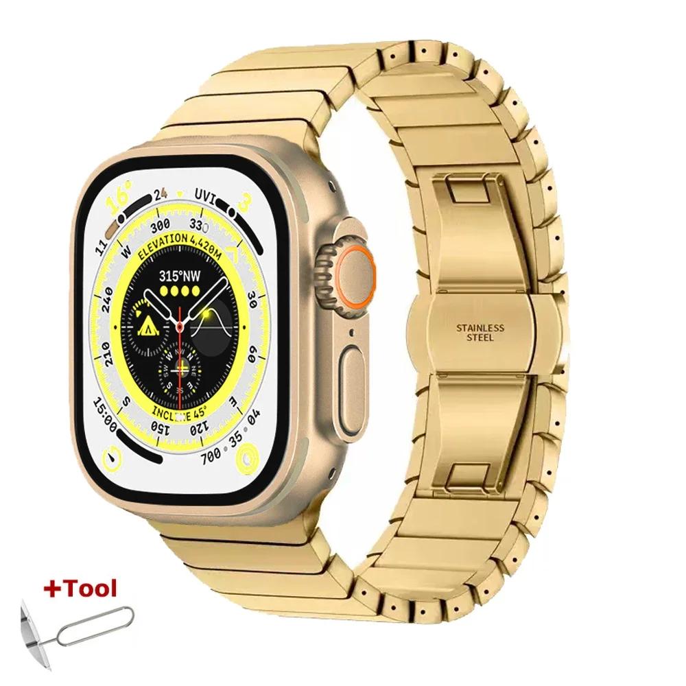 Stainless Steel Strap For Apple Watch Band Ultra 3/2/1 49mm 45mm 41mm 44mm 42mm 46mm Metal Link Bracelet iWatch 11 10 9 8 7 6 5