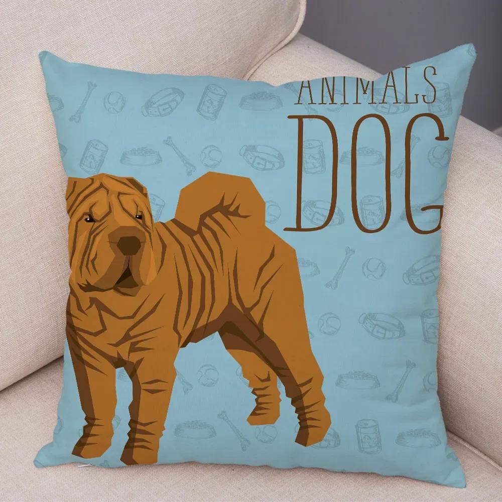 Home Sofa Pillowcase Color Dalmatian Schnauzer Decorative Cushion Cover Cartoon Dog Pet