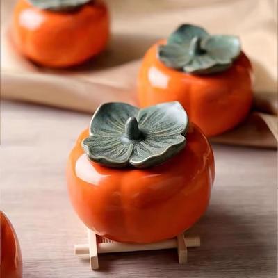 1 Persimmon Shaped Food Storage Container with Sealed Lid, Suitable for Sugar and Salt, New Year's Gift and Souvenir