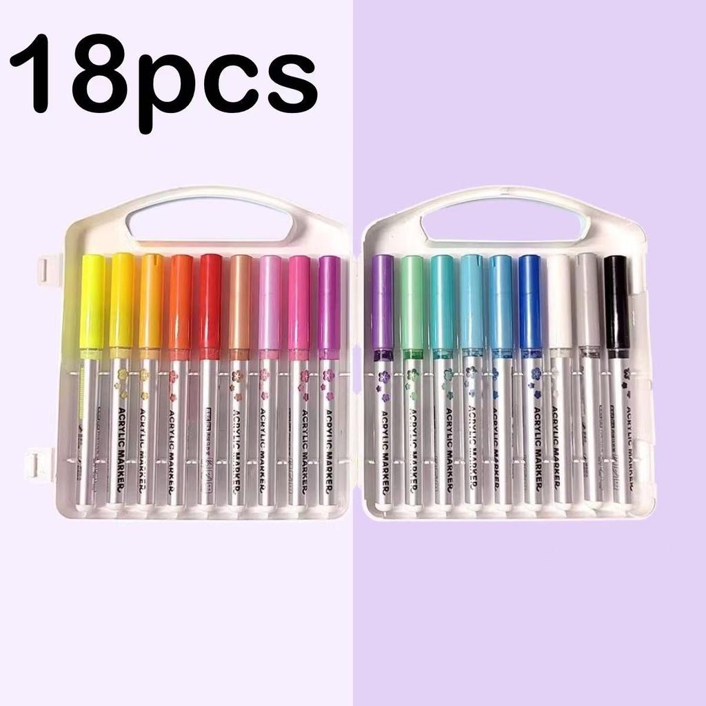 Soft Brush Tip Liquid Acrylic Markers 12/18/36 Colors Non-Bleeding Layerable Paint Pens for Rocks Canvas Fabric Glass Wood Craft