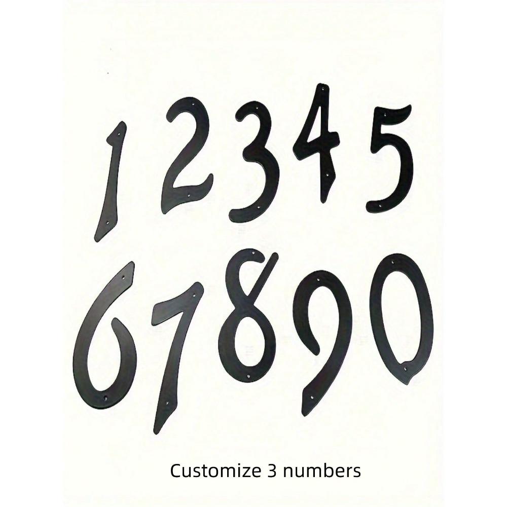 1pc 4 Inch Metal Number Sign Black Modern House Address Plaque Outdoor Door Entry Garden Wall Decor Home