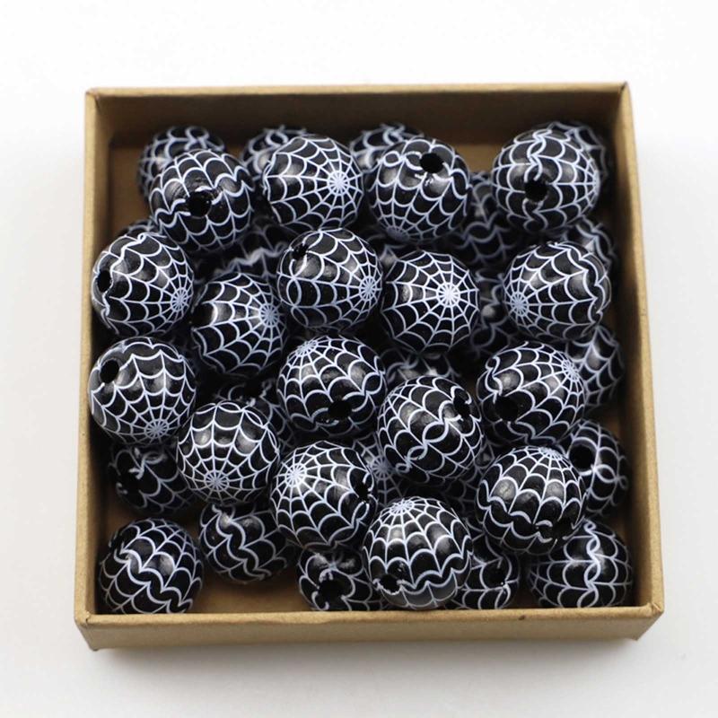 10 Pcs Craft Wood Beads Halloween Beads Polished Round Beads for Jewelry Making