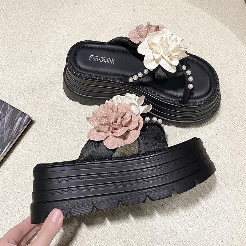 Fashion 7.5CM Heels Wedge Slides Sandals Women Casual Outdoor Slippers Female Summer Non Slip Beach Slipper Walking Chunky Shoes Woman