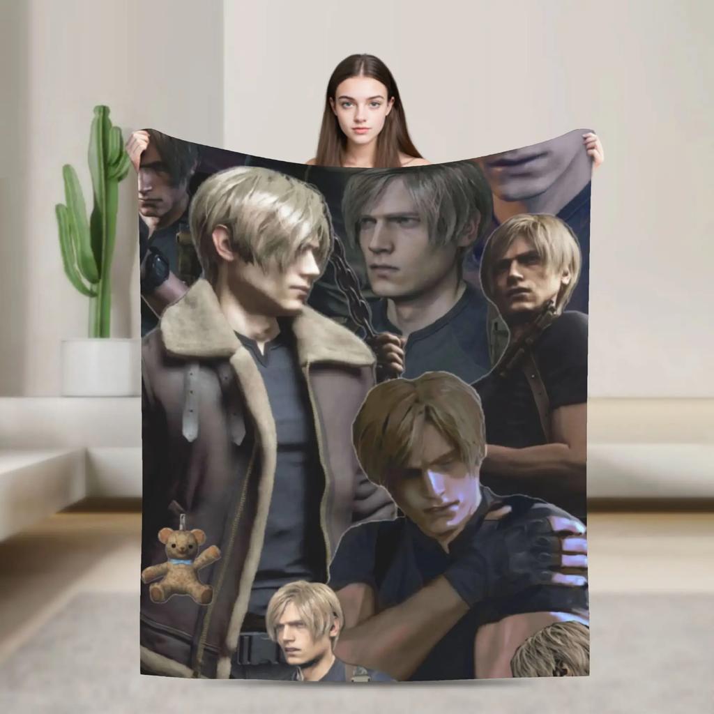 Leon Kennedy Resident Evil Quality Warm Throw Blanket for Winter Fashionable Bedspread for Living Room Bedroom Ideal for Men an