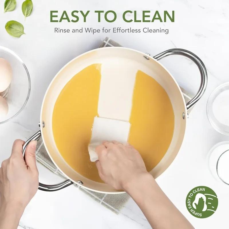 MICHELANGELO 6QT Stock Pot with Lid Nonstick Cooking Pot Soup Pot with Ceramic Coating Induction Compatible Double Handle Pot