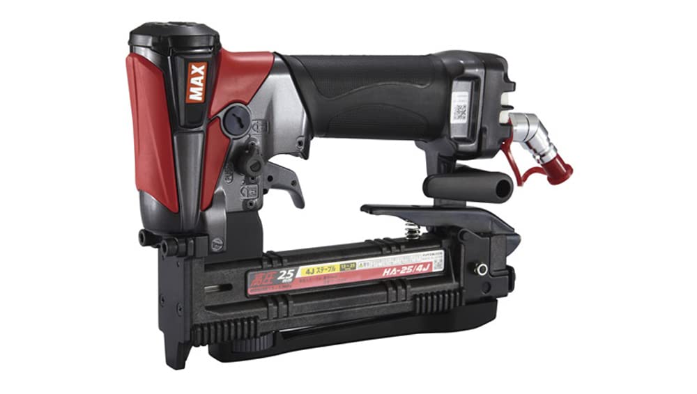 Max High-Pressure Air Tacker with 4J Staples, 25mm, HA-25/4J