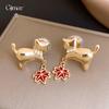 18k Real Gold Electroplated Dripping Maple Leaf Kitten Pearl Earclips Women's No Earrings Exquisite Personalized Earrings