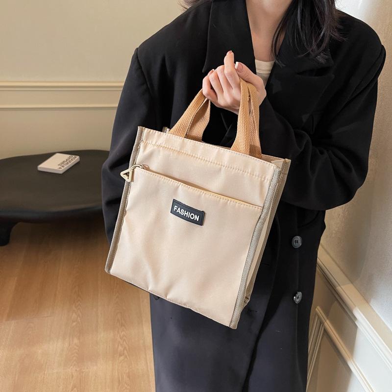 Hand Carry Office Workers Lunch Box Bag Waterproof 2025 Autumn Niche Design Foreign Style Casual Fashion Solid Color Handbag