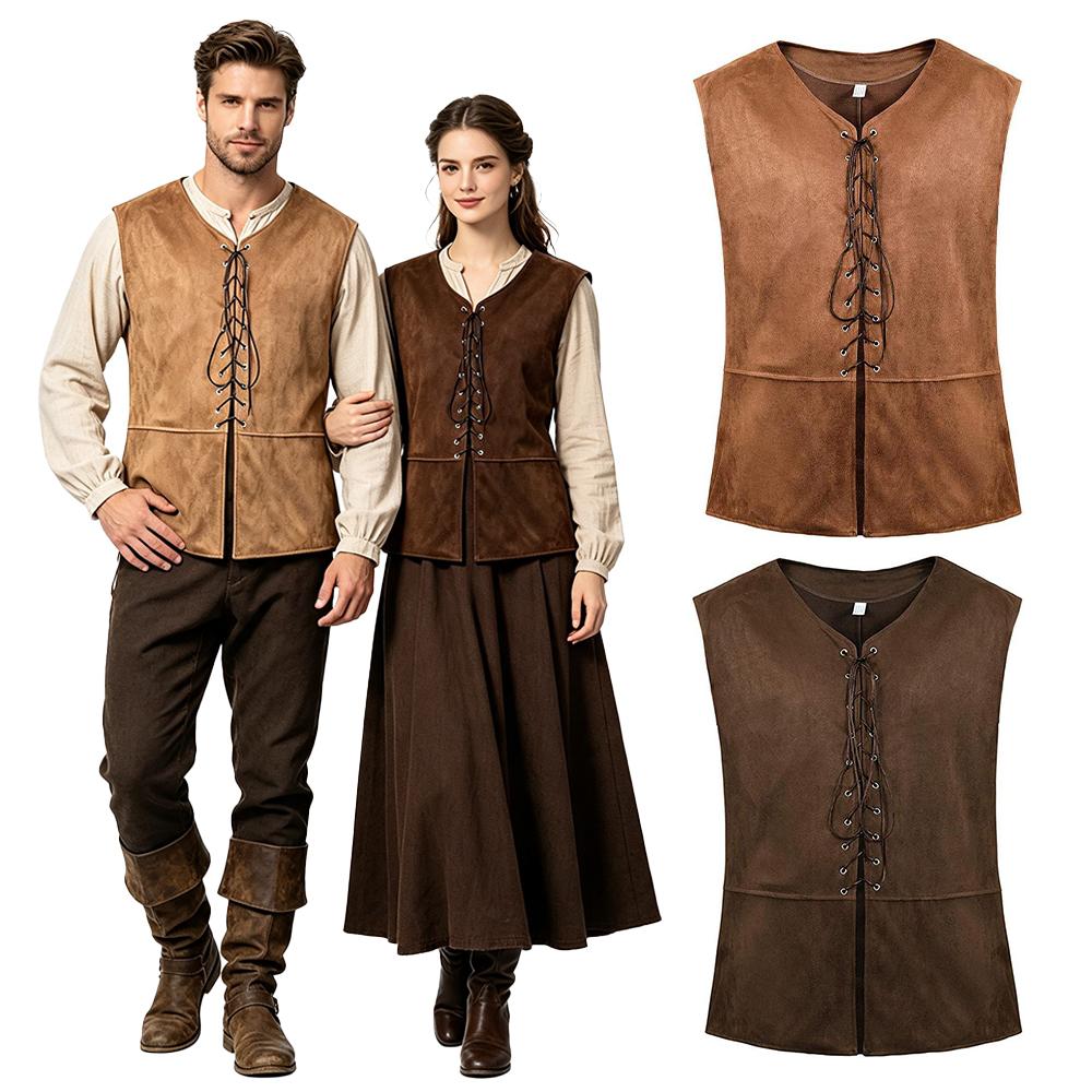 Medieval Costume Vest Pirate Costume Renaissance Retro Sleeveless Vest Gothic-style Cosplay Couples Clothing Halloween Costume