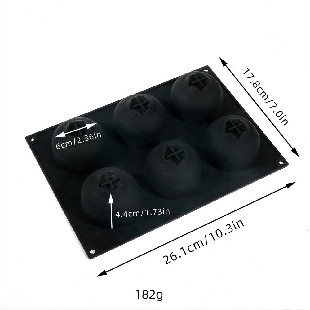 6 Cavity Blueberry Mousse Cake Baking Mold Kitchen Fruit Shaped Dessert Silicone Mold for Chocolate Pudding Dessert Ice Cream чёрный