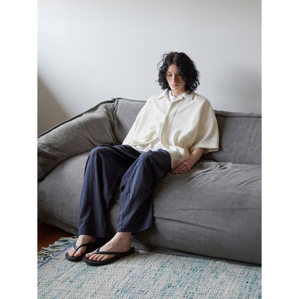 Saendeusaundeu (Unisex) Wide Elastic Waist Pants Navy
