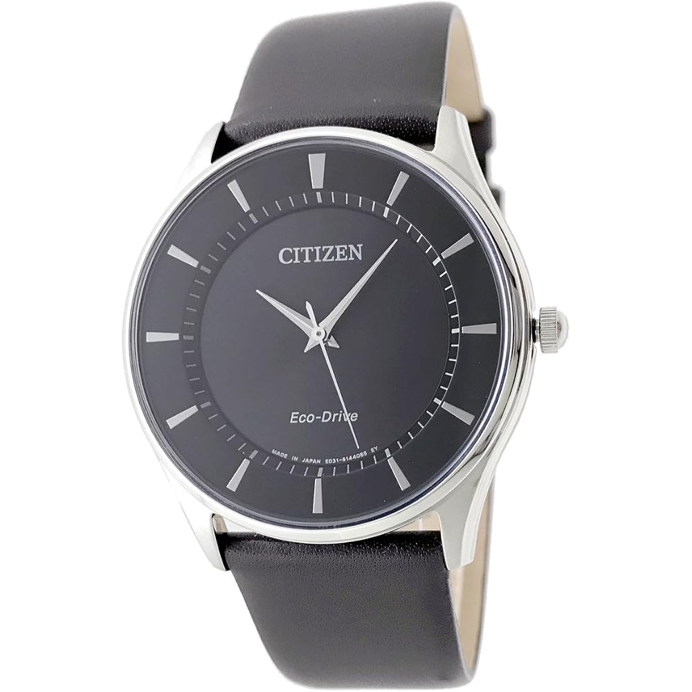 Мужские тонкие часы Citizen Eco-Drive CITIZEN с солнечной батареей и ремешком из натуральной кожи wit...