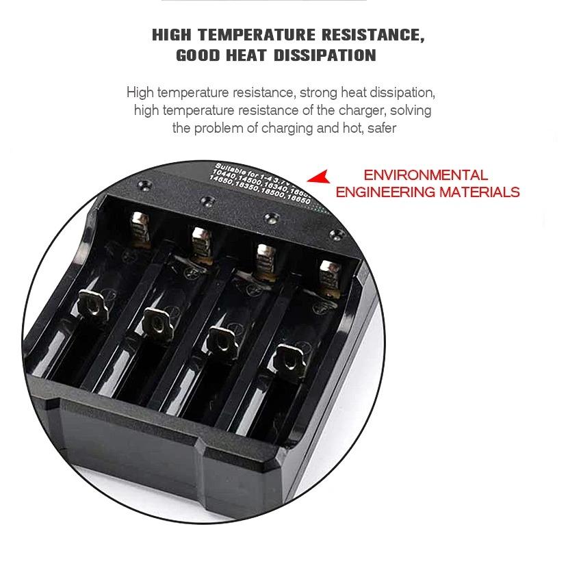 18650 Battery USB Charger 4 Slots Rechargeable Lithium Battery Charger with LED Light Charging for 18650 16650 14650 16340