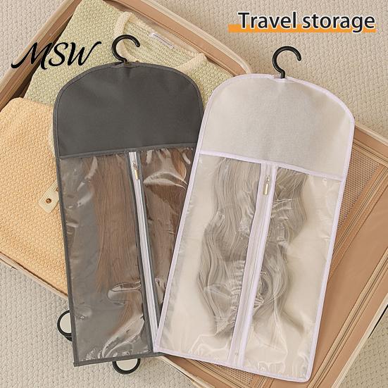 Closet Wig Organizer with Hooks Storage Hanging Bag Hook, Breathable Non-woven Fabric Dust-proof Zippered Protector, Space Saving Portable Zipper Case