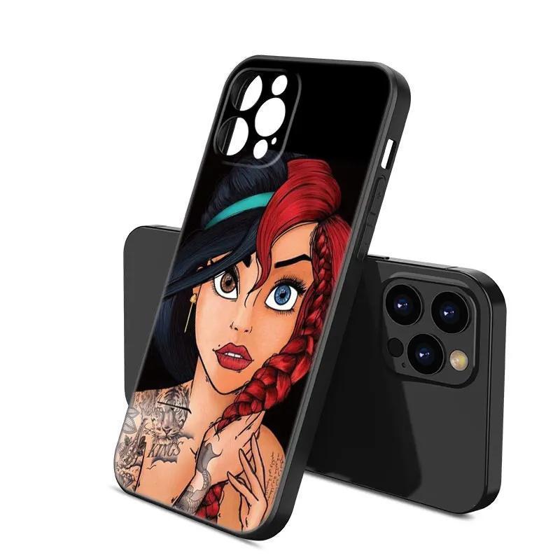 Apple Iphone16Pro Phone Case Tattoo Anime Princess Black Silicone Phone Case