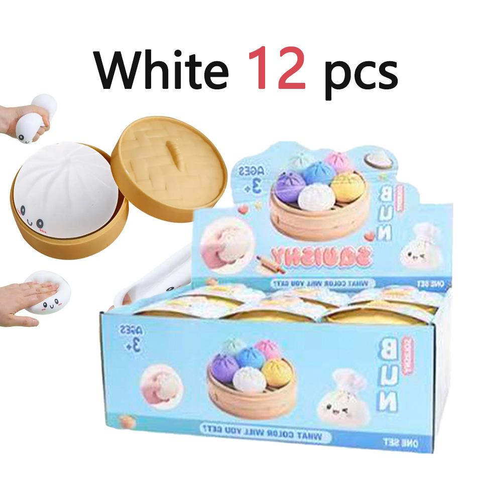 Kids  Childrens Colorful Steamed Bun Squishy Toy Slow Rising Stress Relief Squeeze Ball Reusable Dough Ball Gift Present for Adults