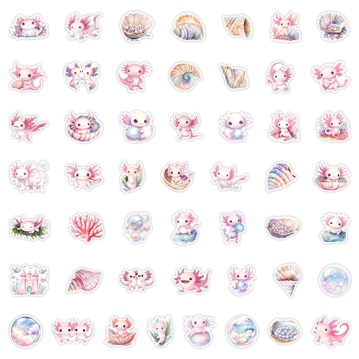 50 Cartoon Salamander Waterproof Stickers: Fun, Decorative Stickers for Laptops & Phones.