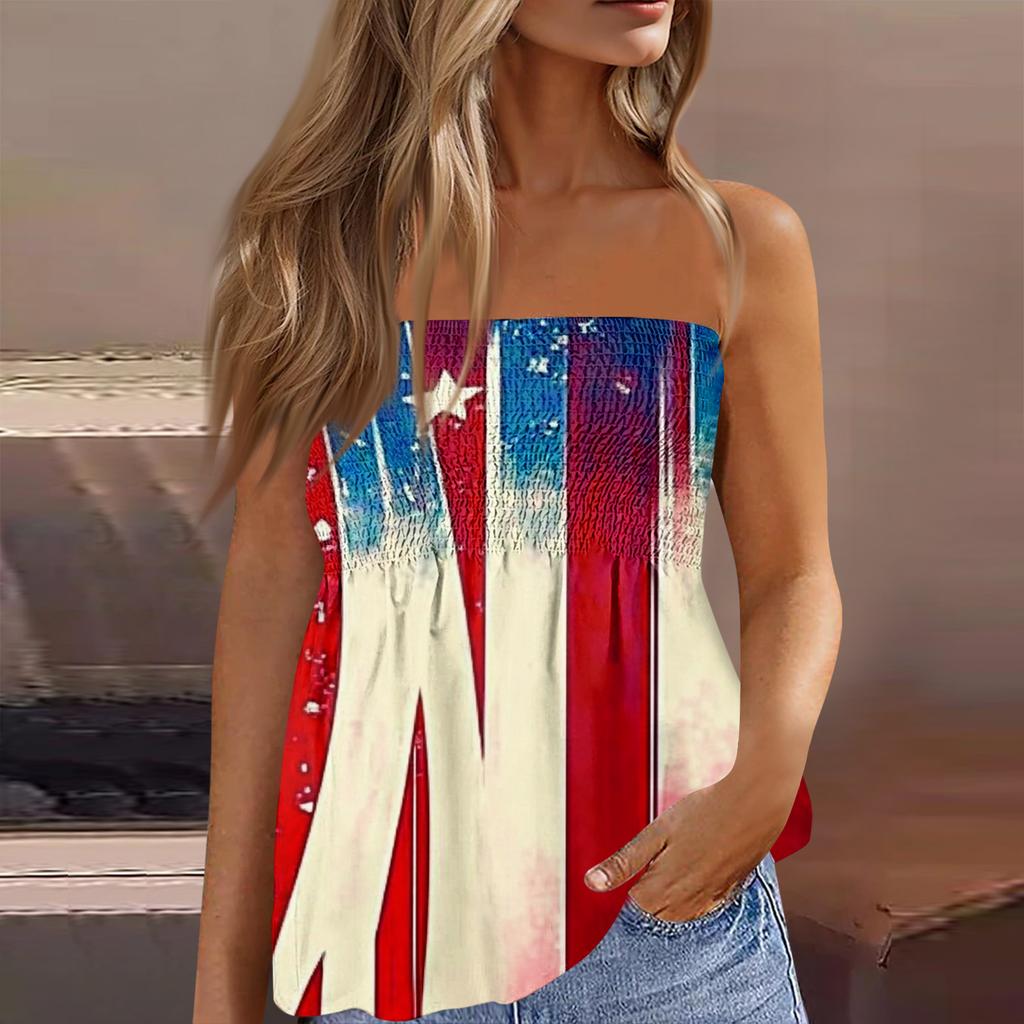 Hauts tubulaires pour femmes, T-Shirt sans manches imprimé à épaules dénudées, mignon et Sexy