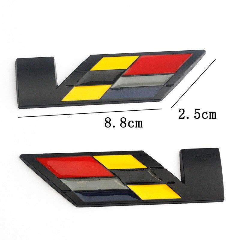2pcs V Logo Metal 3D Car Sticker Badge Emblem Decal Car Styling Accessories