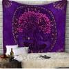 Dark Blue Mandala Butterfly Tapestry Wall Hanging Purple Moon Phases Neon Celestial Aesthetic Wall Art Bedroom Dorm Decor