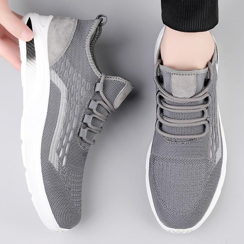 

Мужская обувь 2025 лето новая мужская дышащая спортивная обувь из сетки с плетением, удобная, модная студенческая, корейская версия, повседневная обувь 45 серый