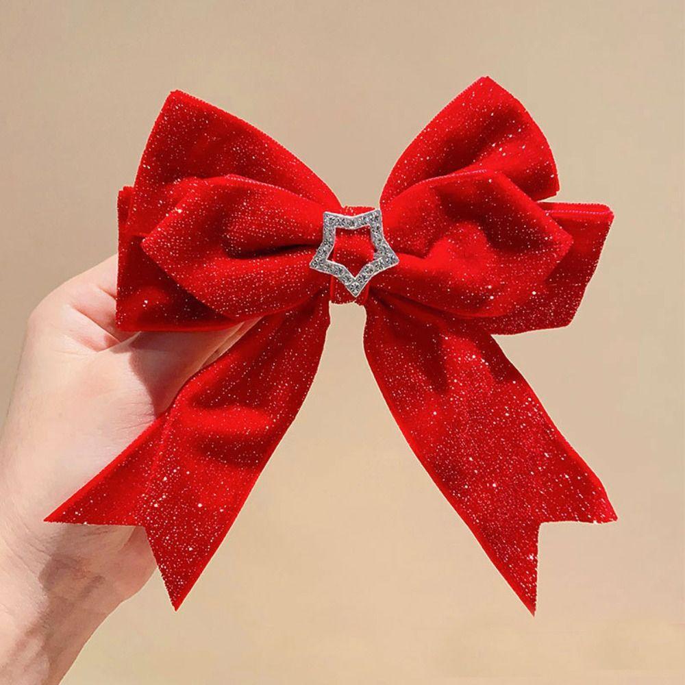 

Головной убор Красный бант Заколки для волос Ювелирные изделия Хрустальная корона Заколка для волос Аксессуар для укладки волос C