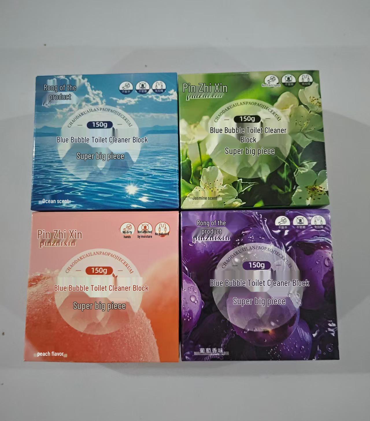 Синий Блестящий Цветочный Аромат Очиститель для Унитаза - Супер Большой, Дезодорирующий и Удаляющий Пятна Одноразовый Блок