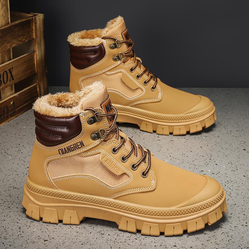 

Rhubarb Martin boots men s 2025 new winter velvet warm high-top men s shoes outdoor sports non-slip tooling boots 38 хаки
