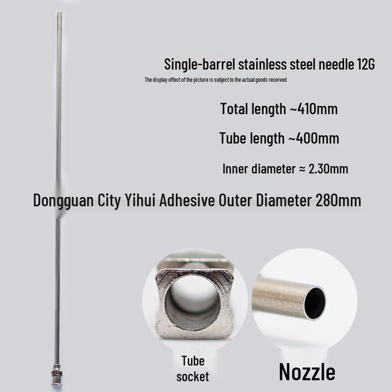Stainless Steel 410mm Sharp Tip Glue Dispensing Valve with Flat Mouth for Injection Syringe Experimental Needle.
