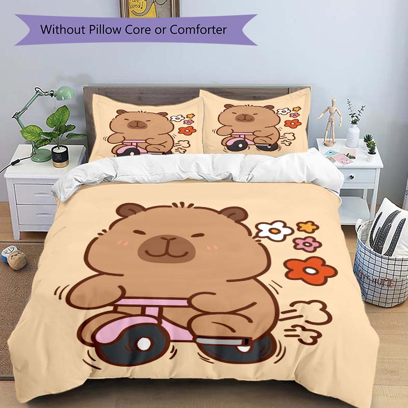 3pcs Anime Cartoon Bear Bedding Set - Includes One Quilt Cover and Two Pillowcases (No Core) - Home Decor, Festival Gift, Polyester Fabric -