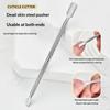 Double Ended Stainless Steel Cuticle Pusher Spoon Pointed Tip Nail Care Non Slip Grip Manicure Tool