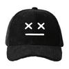 Baseball Cap Corduroy Embroidered Smiley Face Unisex Flat Brim Snapback Hat Casual Outdoor Sport Fashion Hip Hop Streetwear Gift