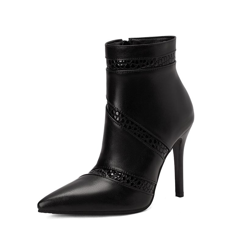 Fashion Ankle Boots Women 2025 Autumn Winter Thin High Heels Booties Plus Size 34-48 Pointed Toe PU Leather Sexy Stiletto Shoes