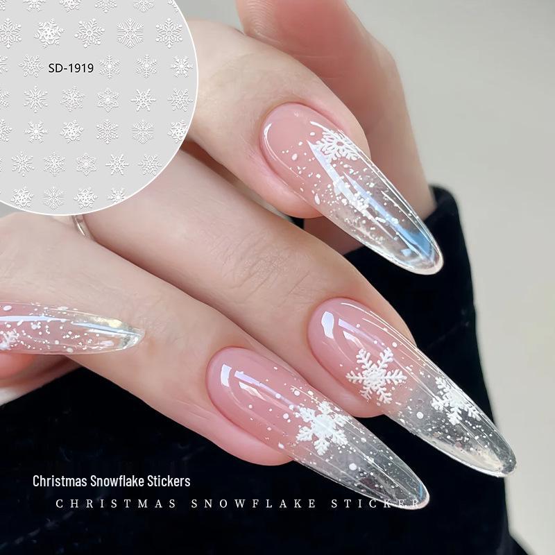 

Серебристо-белые наклейки для 3D-нейл-арта со снежинками: Лазерная тисненая наклейка «Ледяной цветок»