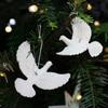 Resin Christmas Tree Pigeon Ornament Carved Design Friendship Doves Hanging  Gift