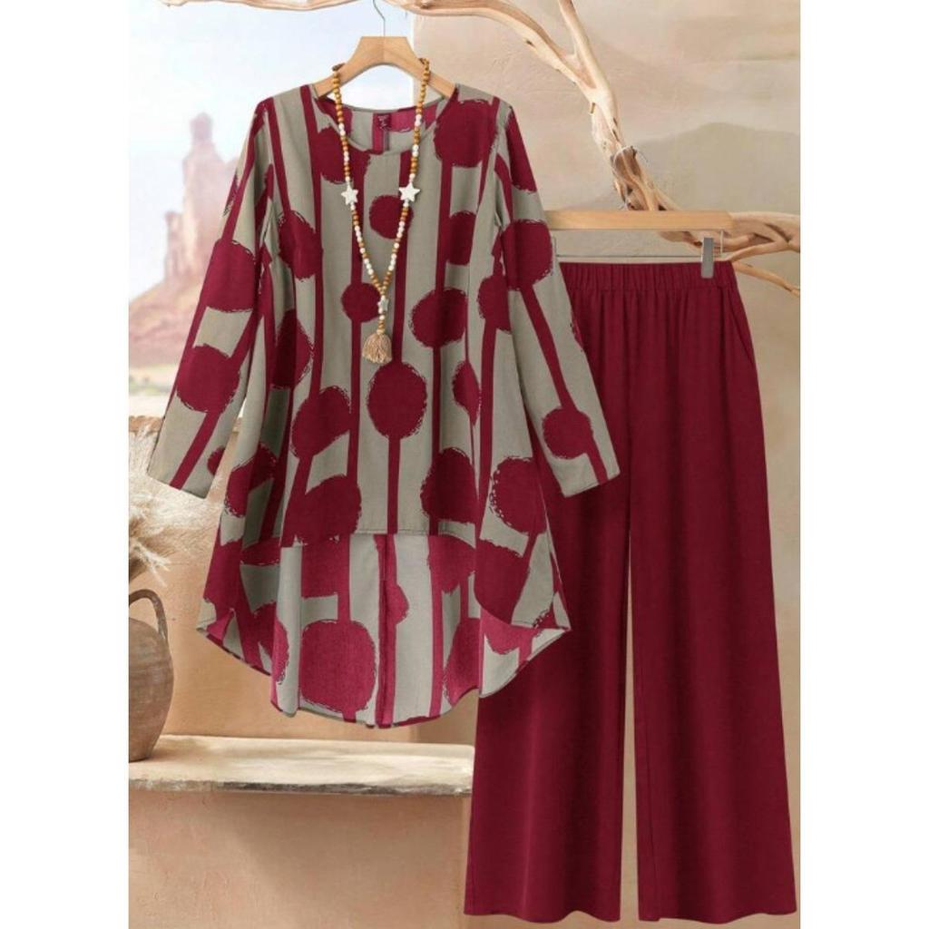 Ladies', Fashionable, Elegant, Printed Set, Polka Dot, Loose, Casual Set