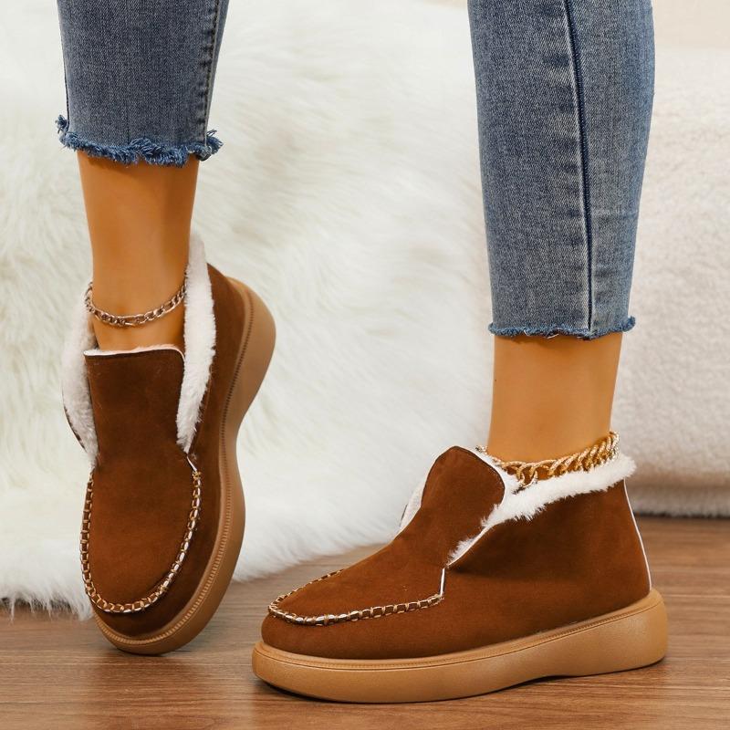 Winter new thick-soled snow boots women's fleece thickened fluff warm large size sewn bag women's cotton shoes