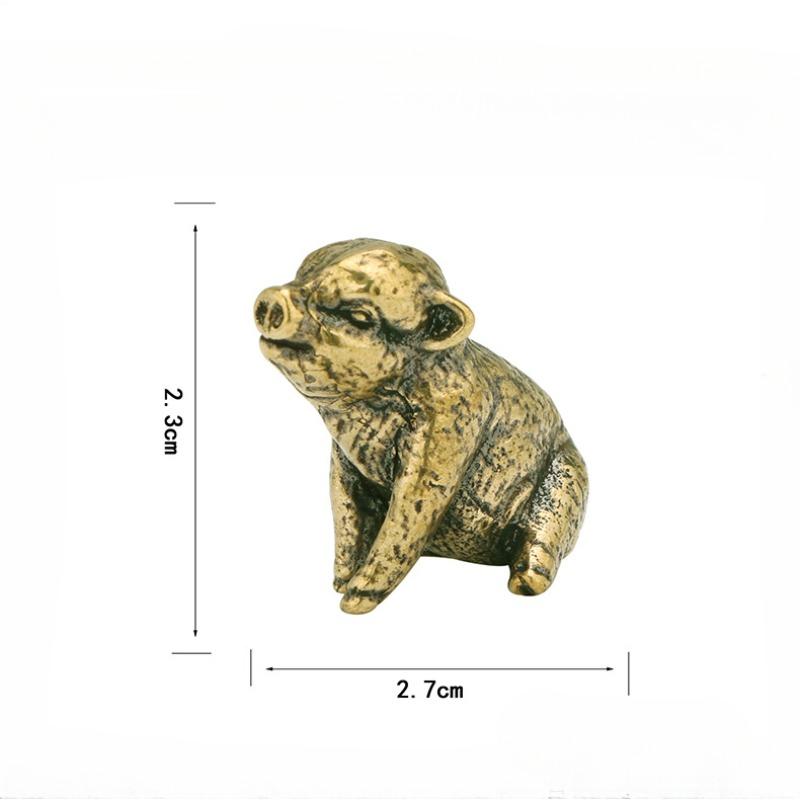 Antique Copper Lucky Pig Ornaments Retro Brass Animal Miniatures Figurines Home Desk Decoration Bronze Living Room Decor Crafts Pig