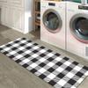 Black and White Plaid Kitchen Mat Soft Thickened Kitchen Floor Mat Waterproof Non-slip Oil-proof Floor Mat Runner Rug